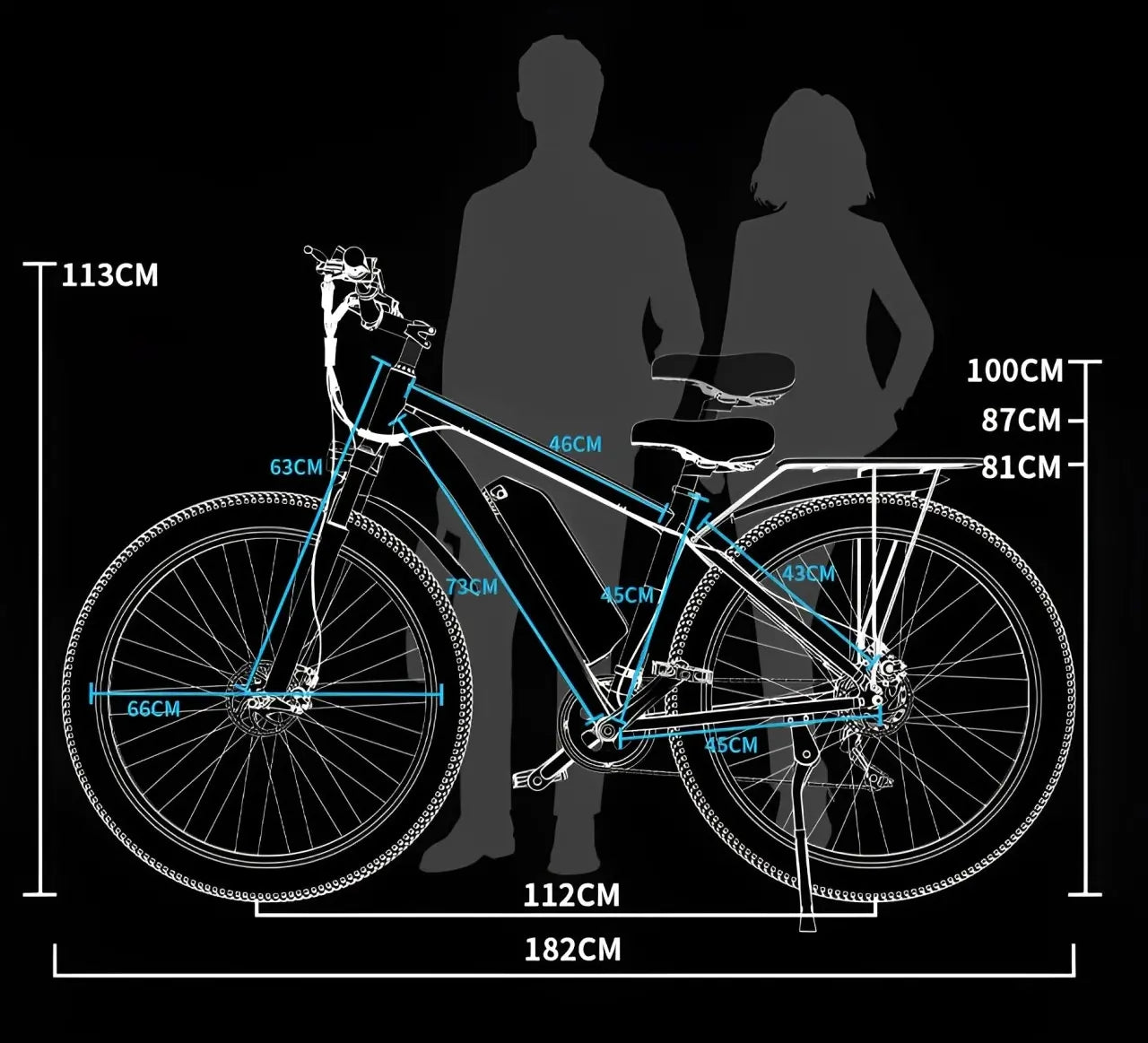 Image of the geometry of DUOTTS C29 PRO Electric Bike