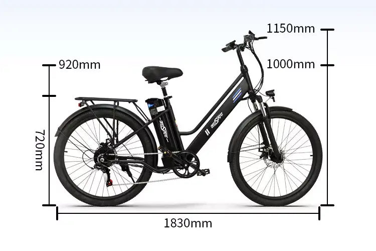 ONESPORT OT18-UK Electric Bike Geometry Measures