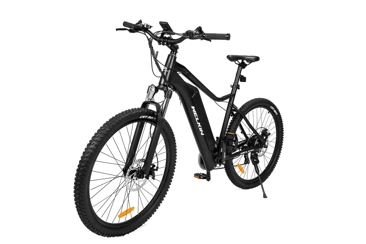 WELKIN WKEM001 Black Mountain Electric Bike Front Left Angle View